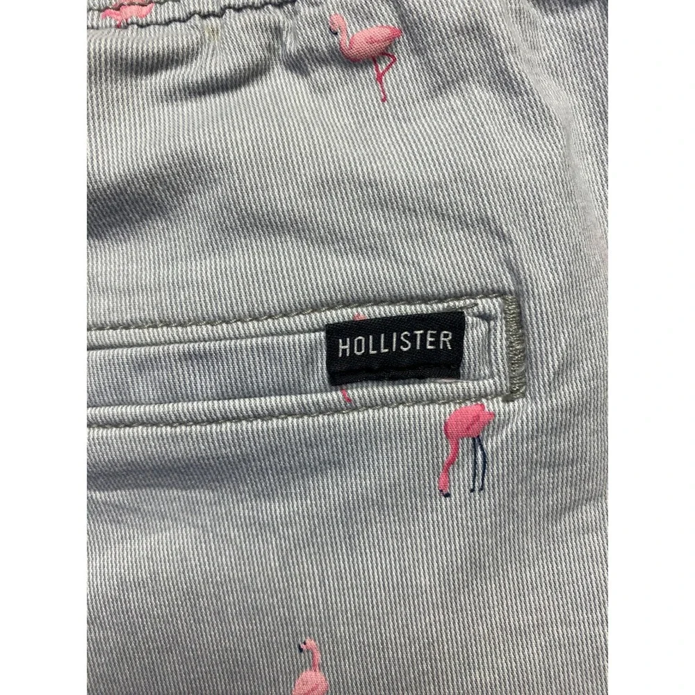 Hollister Beach Prep Jogger Shorts XL Mens Blue Pink Flamingo Print 7